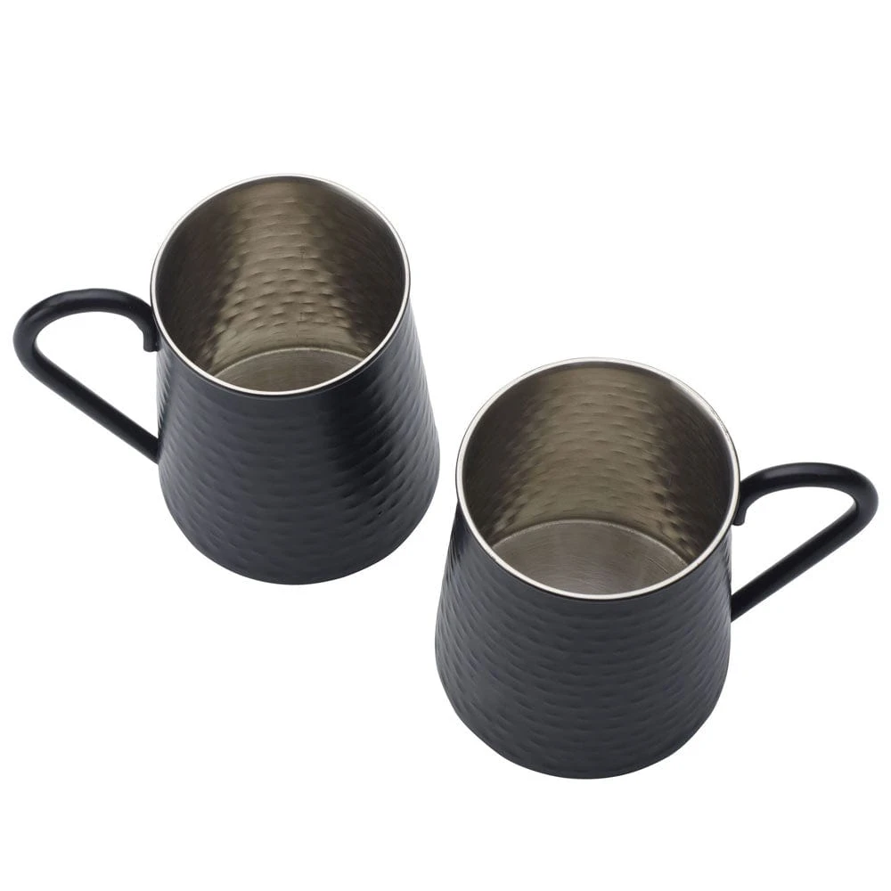 Drew And Jonathan Hammered Black Set Of 2 Beer Mugs 5 Drew And Jonathan Hammered Black Set Of 2 Beer Mugs - Image 3