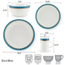 Ezra Blue 16 Piece Dinnerware Set, Service For 4 -Kitchen Supplies Shop ezra blue 16 piece dinnerware set service for 4 5287909 10