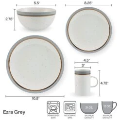 Ezra Grey 16 Piece Dinnerware Set, Service For 4 -Kitchen Supplies Shop ezra grey 16 piece dinnerware set service for 4 5287908 10