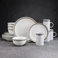 Ezra Grey 16 Piece Dinnerware Set, Service For 4 -Kitchen Supplies Shop ezra grey 16 piece dinnerware set service for 4 5287908 2