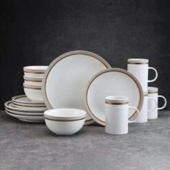 Ezra Taupe 16 Piece Dinnerware Set, Service For 4 14 Ezra Taupe 16 Piece Dinnerware Set, Service For 4 -Kitchen Supplies Shop ezra taupe 16 piece dinnerware set service for 4 5287911 3