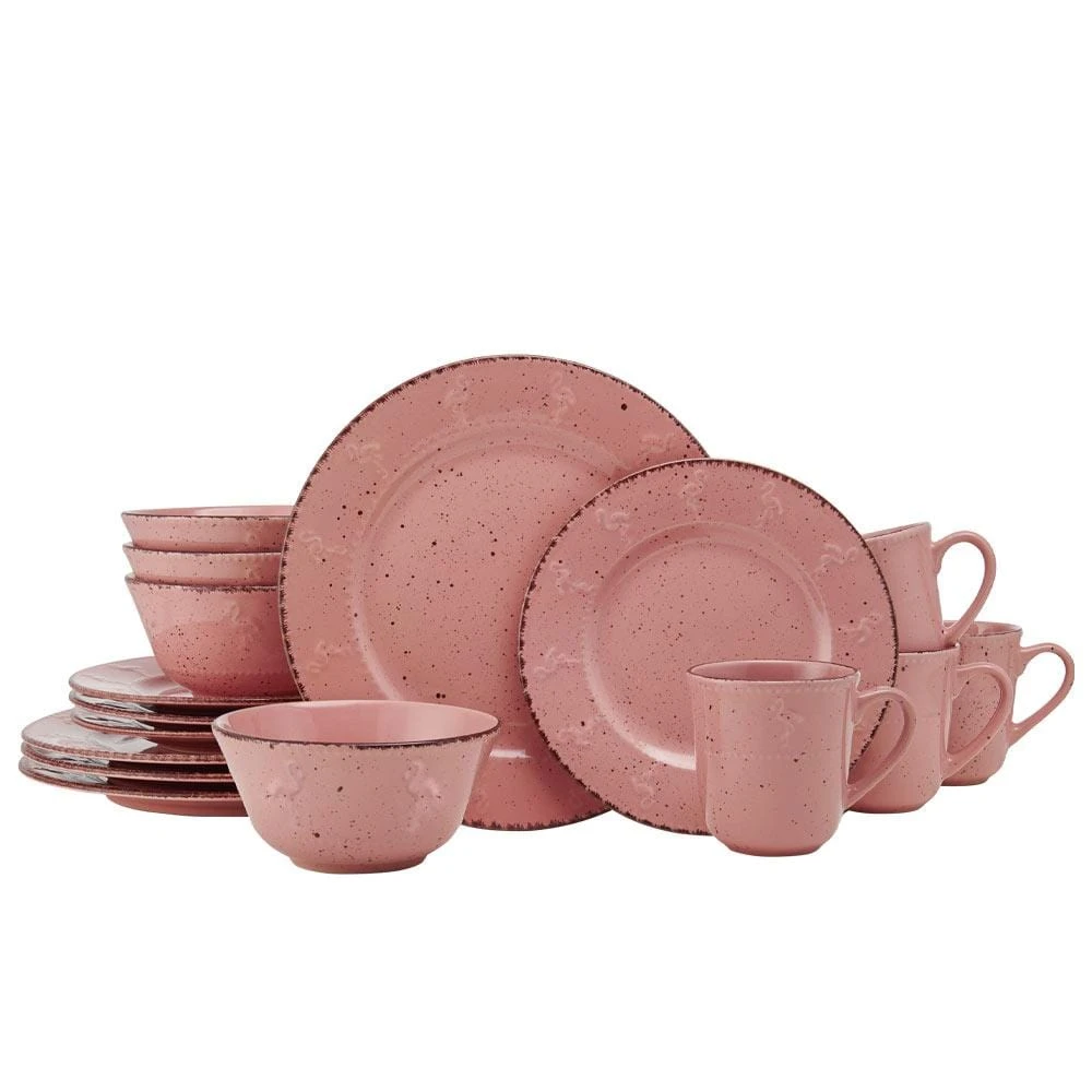 Flamingo Pink 16 Piece Dinnerware Set, Service For 4 3 Flamingo Pink 16 Piece Dinnerware Set, Service For 4