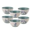 Floral Blue Set Of 6 Soup Cereal Bowls, Assorted -Kitchen Supplies Shop floral set of 6 matted soup cereal bowls assorted 5282196 1