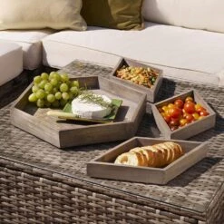 Hexagon 4 Piece Mango Wood Tray Set -Kitchen Supplies Shop hexagon 4 piece mango wood tray set 5277415 3