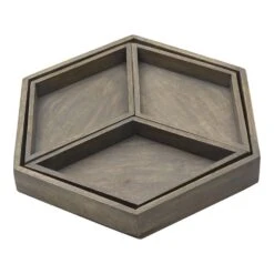 Hexagon 4 Piece Mango Wood Tray Set -Kitchen Supplies Shop hexagon 4 piece mango wood tray set 5277415 4