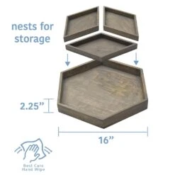 Hexagon 4 Piece Mango Wood Tray Set -Kitchen Supplies Shop hexagon 4 piece mango wood tray set 5277415 7