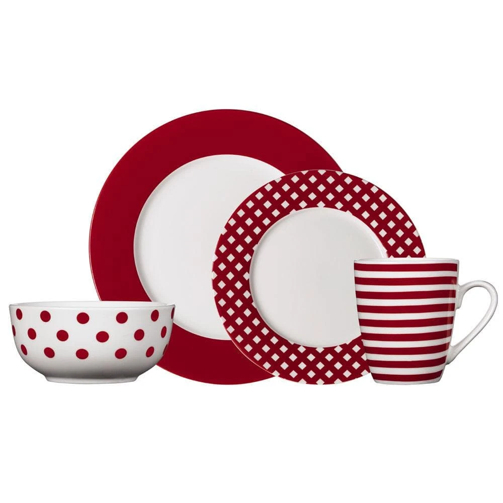 Kenna Red 16 Piece Dinnerware Set, Service For 4 3 Kenna Red 16 Piece Dinnerware Set, Service For 4