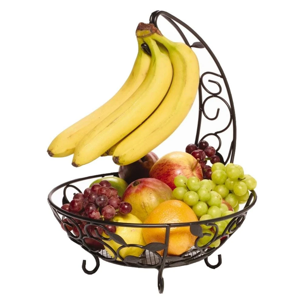 Leaf Fruit Storage Basket With Banana Hook 3 Leaf Fruit Storage Basket With Banana Hook