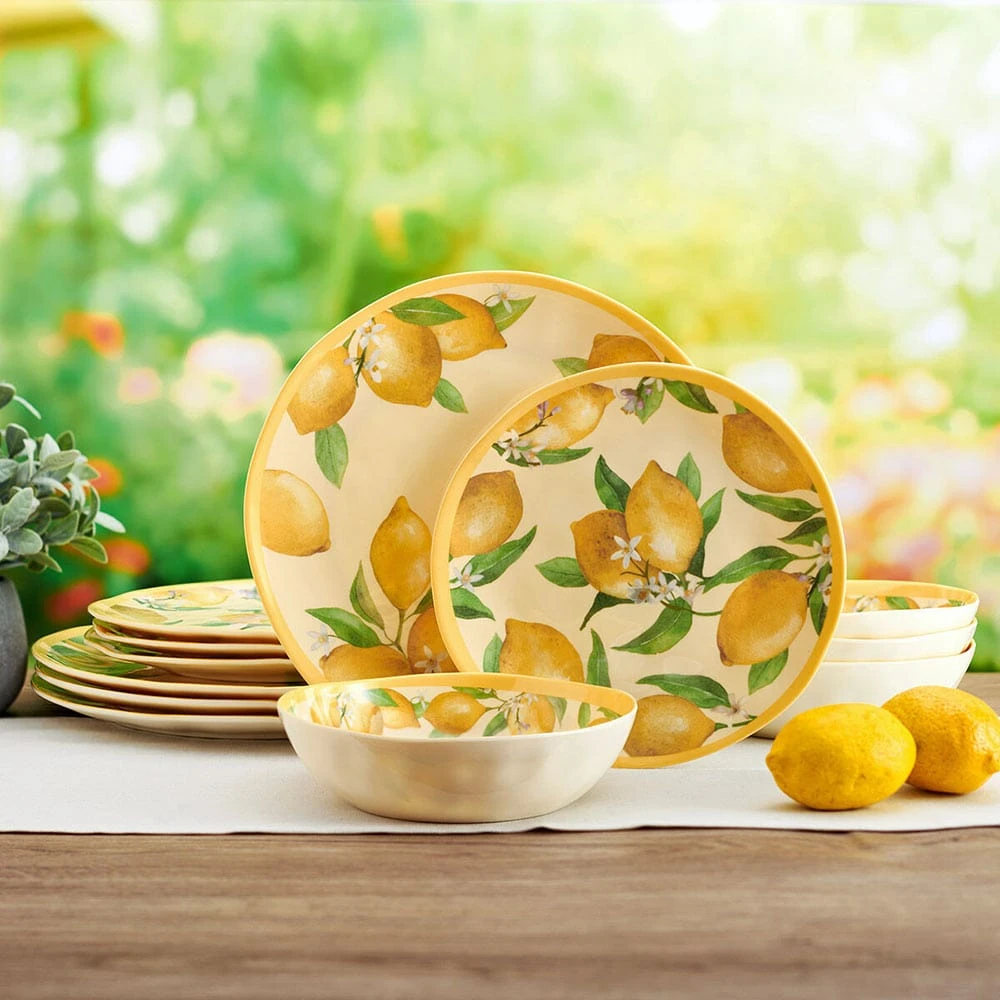 Lemons Outdoor Melamine Dinnerware Set 4 Lemons Outdoor Melamine Dinnerware Set - Image 2