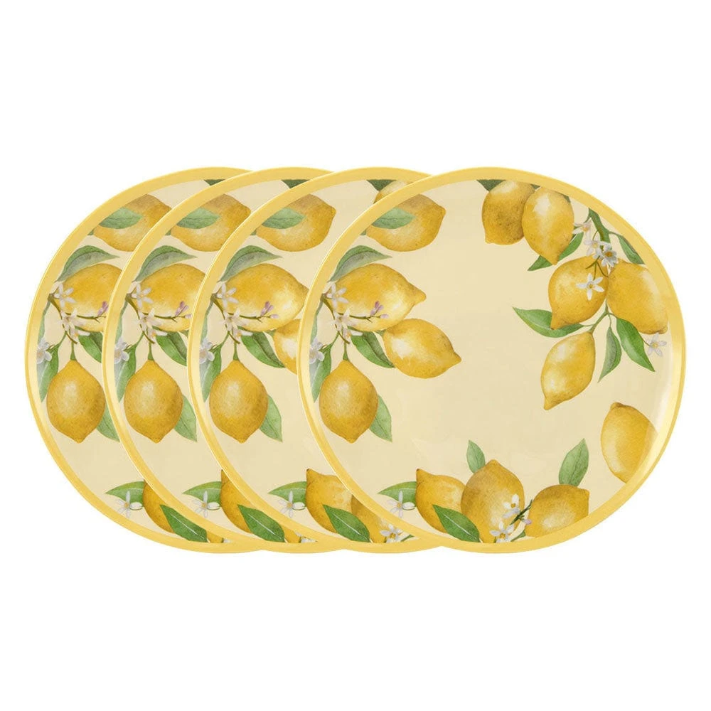 Lemons Set Of 4 Outdoor Melamine Dinner Plates 3 Lemons Set Of 4 Outdoor Melamine Dinner Plates