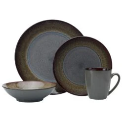 Monroe Gray 16 Piece Dinnerware Set, Service For 4 -Kitchen Supplies Shop monroe gray 16 piece dinnerware set service for 4 5237442 1