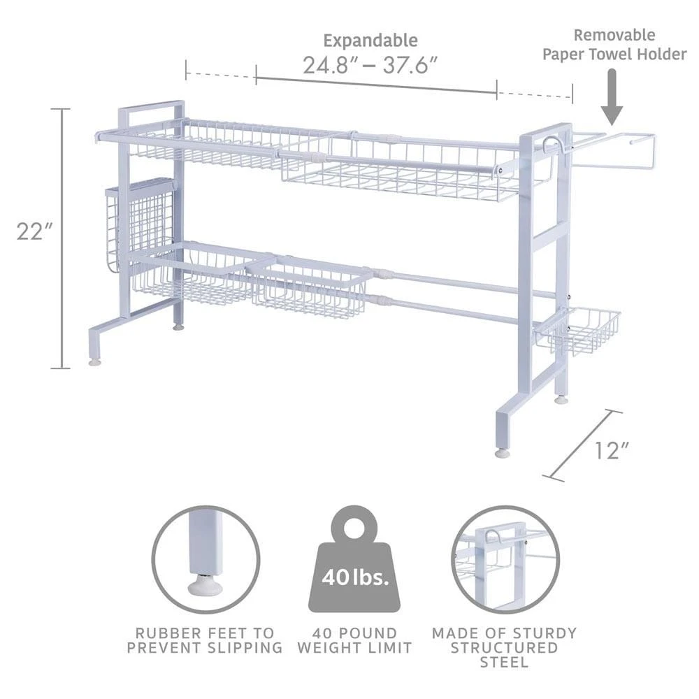 Over The Sink 2 Tier Expandable Organizer Dish Drying Rack 8 Over The Sink 2 Tier Expandable Organizer Dish Drying Rack - Image 6