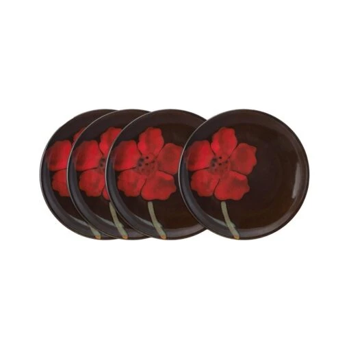 Painted Poppies Set Of 4 Appetizer Plates 4 Painted Poppies Set Of 4 Appetizer Plates -Kitchen Supplies Shop painted poppies set of 4 appetizer plates K45233252 1