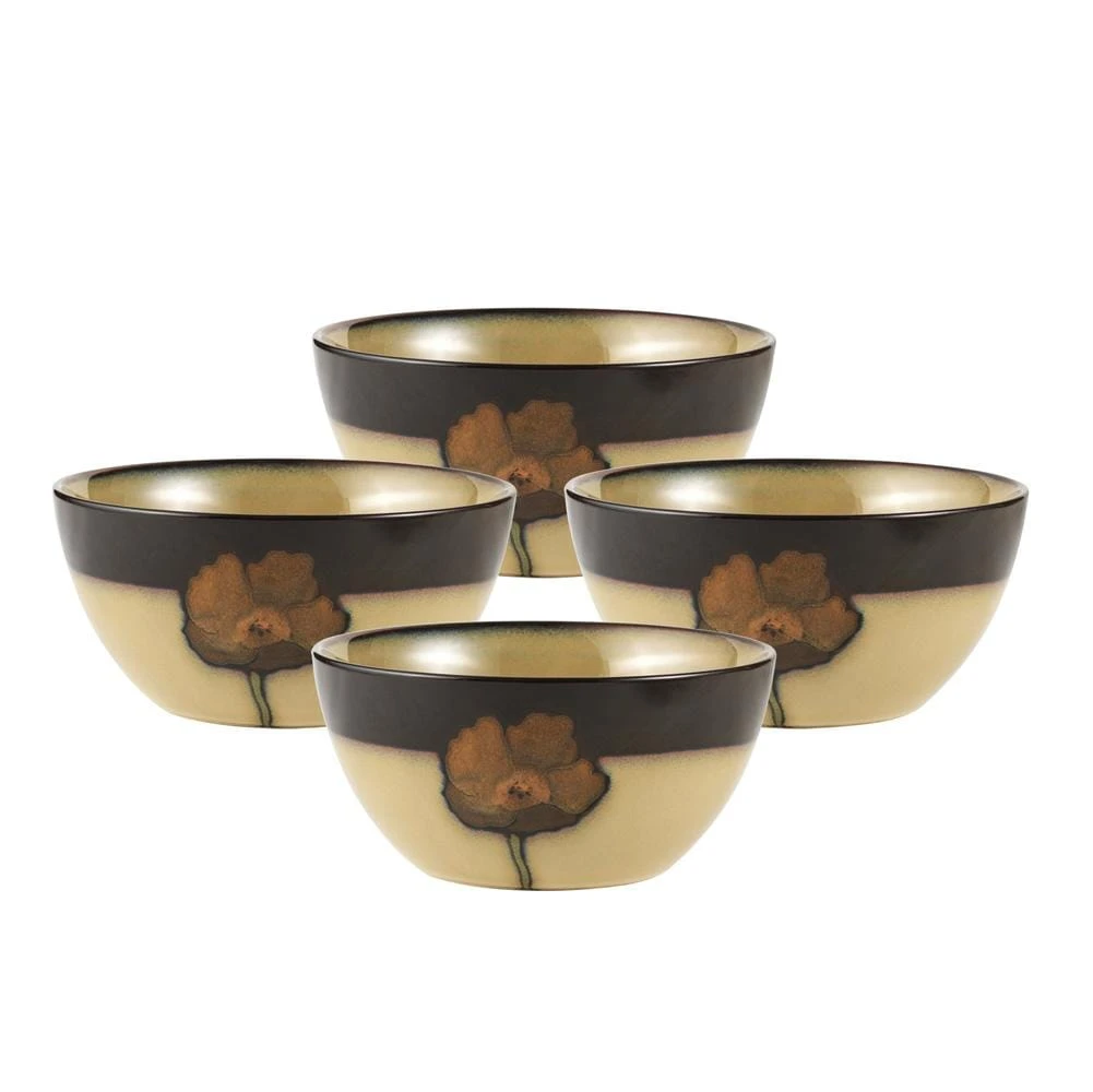 Painted Poppies Set Of 4 Soup Cereal Bowls 3 Painted Poppies Set Of 4 Soup Cereal Bowls
