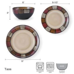 Taos 24 Piece Dinnerware Set, Service For 8 -Kitchen Supplies Shop taos 24 piece dinnerware set service for 8 5291981 9
