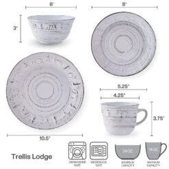 Trellis Lodge White 16 Piece Dinnerware Set, Service For 4 -Kitchen Supplies Shop trellis lodge white 16 piece dinnerware set service for 4 5291367 10