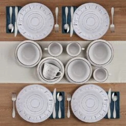Trellis Lodge White 16 Piece Dinnerware Set, Service For 4 -Kitchen Supplies Shop trellis lodge white 16 piece dinnerware set service for 4 5291367 3