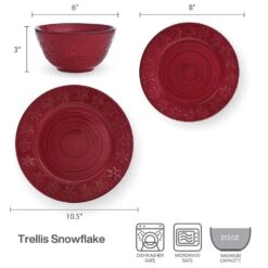 Trellis Snowflakes 12 Piece Dinnerware Set, Service For 4 -Kitchen Supplies Shop trellis snowflakes 12 piece dinnerware set service for 4 5296749 4