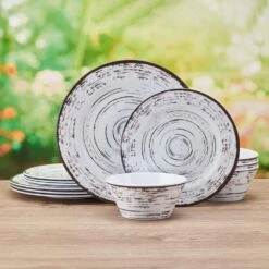 Trellis White 12 Piece Outdoor Melamine Dinnerware Set, Service For 4 13 Trellis White 12 Piece Outdoor Melamine Dinnerware Set, Service For 4 -Kitchen Supplies Shop trellis white 12 piece melamine dinnerware set service for 4 5302581 3