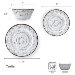 Trellis White 12 Piece Outdoor Melamine Dinnerware Set, Service For 4 15 Trellis White 12 Piece Outdoor Melamine Dinnerware Set, Service For 4 -Kitchen Supplies Shop trellis white 12 piece melamine dinnerware set service for 4 5302581 5