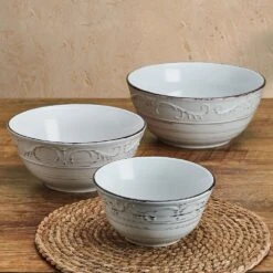Trellis White Set Of 3 Serving Bowls -Kitchen Supplies Shop trellis white set of 3 serving bowls 5297420 3