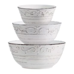 Trellis White Set Of 3 Serving Bowls -Kitchen Supplies Shop trellis white set of 3 serving bowls 5297420 5