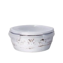 Trellis White Storage Bowl With Lid