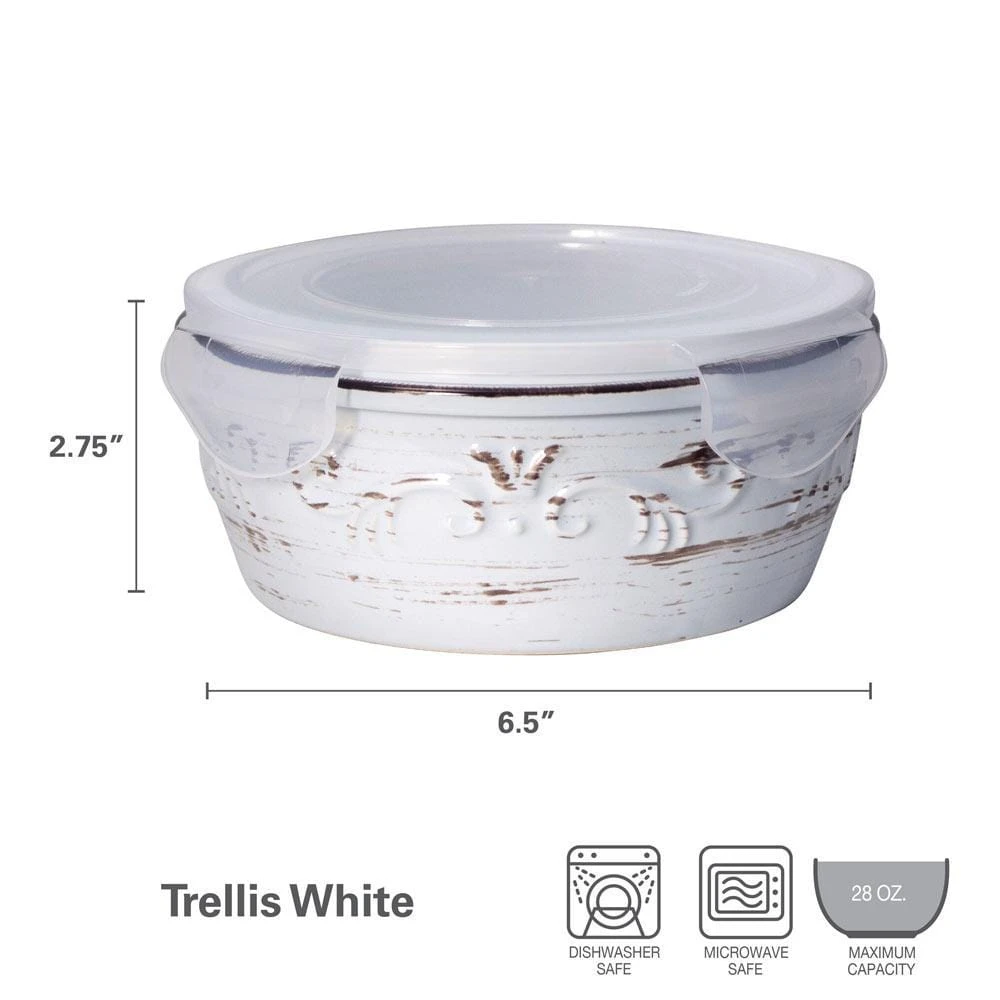 Trellis White Storage Bowl With Lid 5 Trellis White Storage Bowl With Lid - Image 3