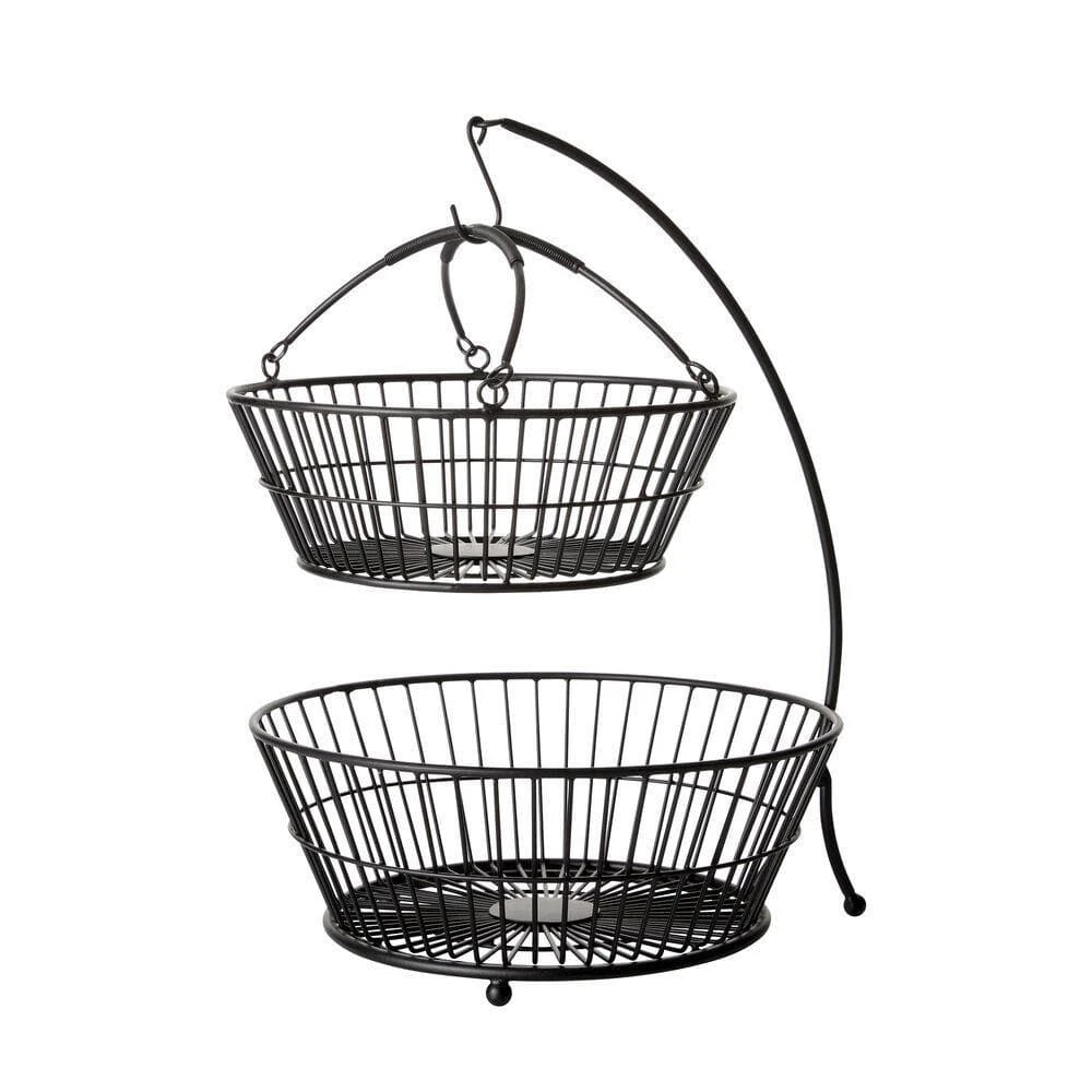 Tully 2 Tier Fruit Storage Basket With Banana Hook 3 Tully 2 Tier Fruit Storage Basket With Banana Hook