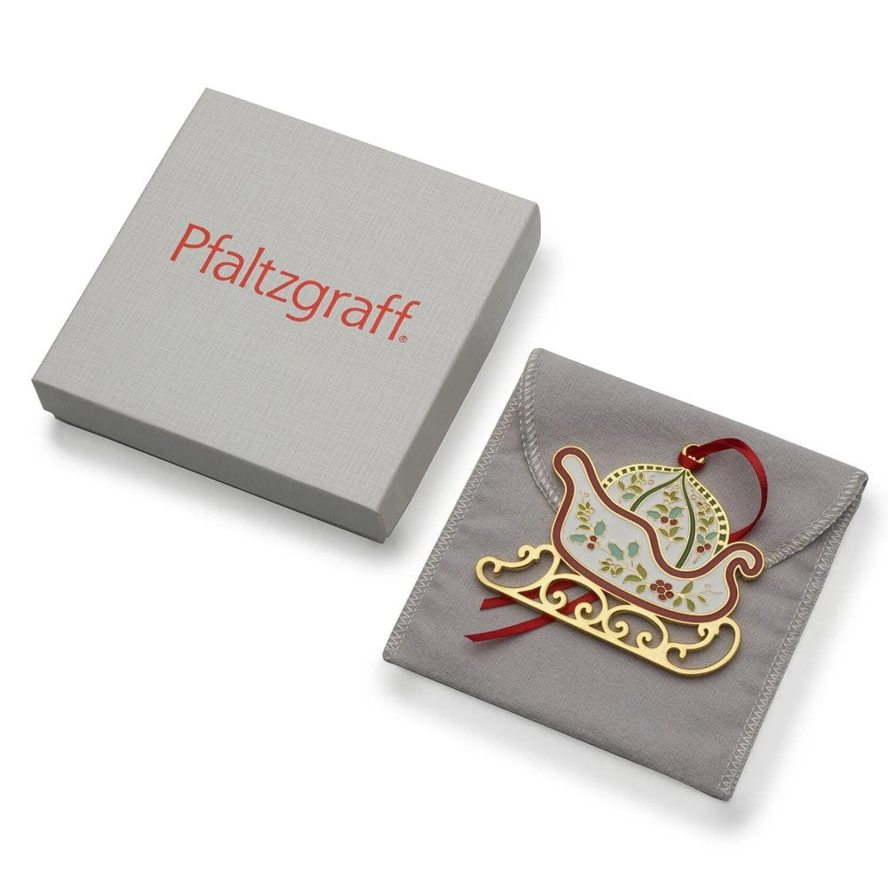 Winterberry® Gold Plated Enamel Sleigh Christmas Ornament 4 Winterberry® Gold Plated Enamel Sleigh Christmas Ornament - Image 3