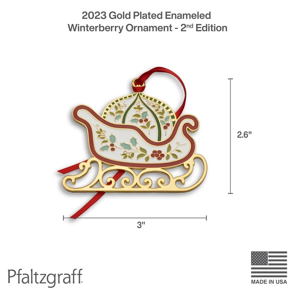 Winterberry® Gold Plated Enamel Sleigh Christmas Ornament 5 Winterberry® Gold Plated Enamel Sleigh Christmas Ornament - Image 4
