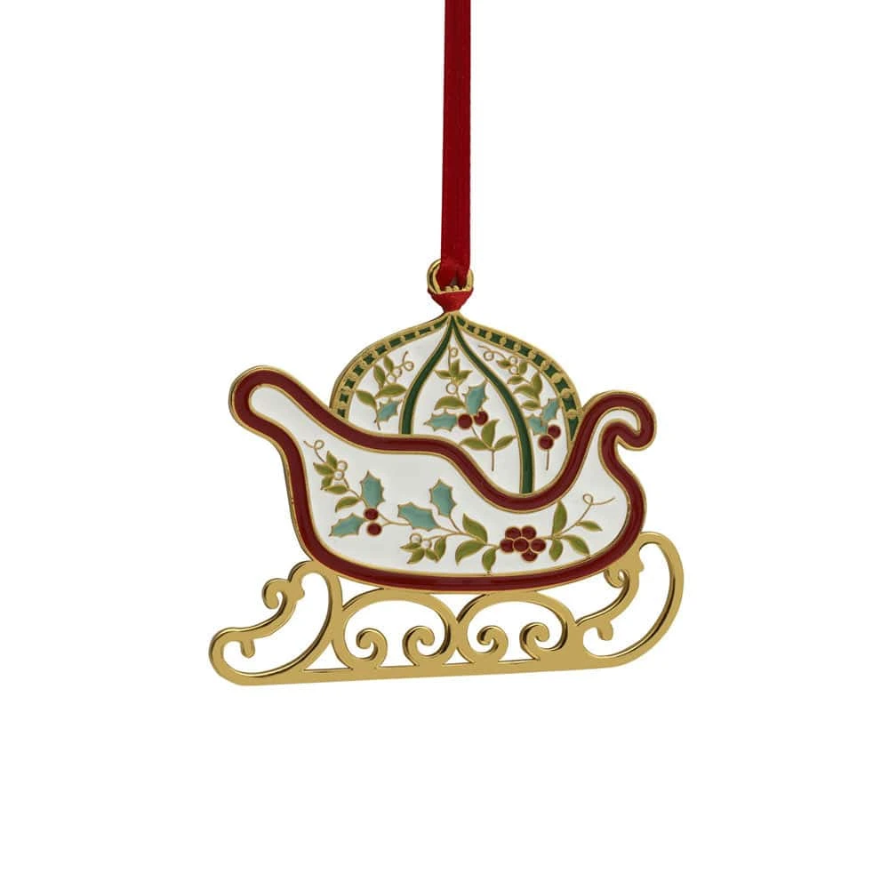 Winterberry® Gold Plated Enamel Sleigh Christmas Ornament 6 Winterberry® Gold Plated Enamel Sleigh Christmas Ornament - Image 5
